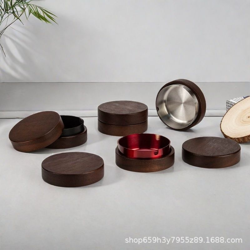 Креативная пепельница с крышкой, антиполет, черный орех