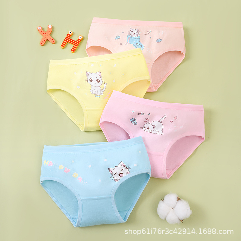 Прямые поставки с фабрики Комфортное хлопковое детское нижнее белье класса A Милые мультяшные боксёры для девочек Большие, маленькие и средние детские трусики