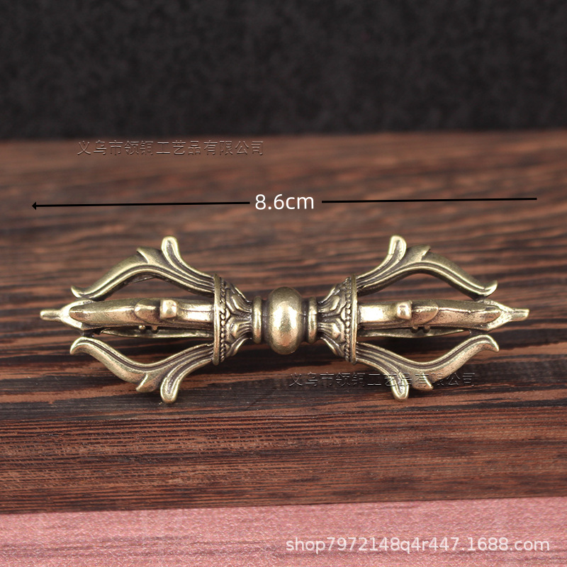 Brass Vintage Dressed Xizang Tantric Instrument Large Vajra Pestle Treasure Pestle Angry Lotus Master Demon-lowering Pestle Ornaments