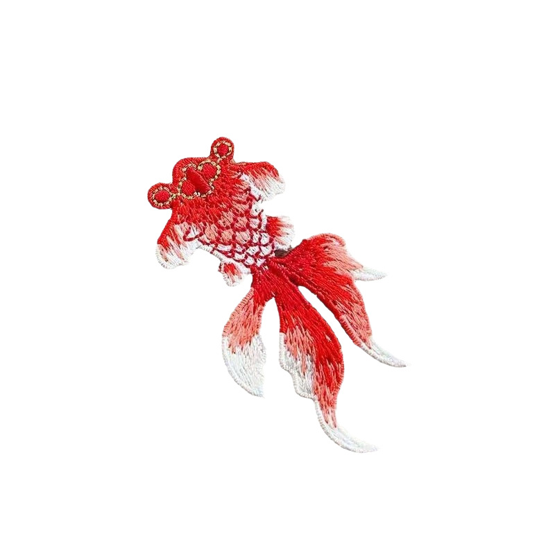 Antique Goldfish Embroidery Cloth Stickers Koi Hanfu Ethnic Coat Coat Dressing Patch Stickers DIY Decorative Accessories Appliques