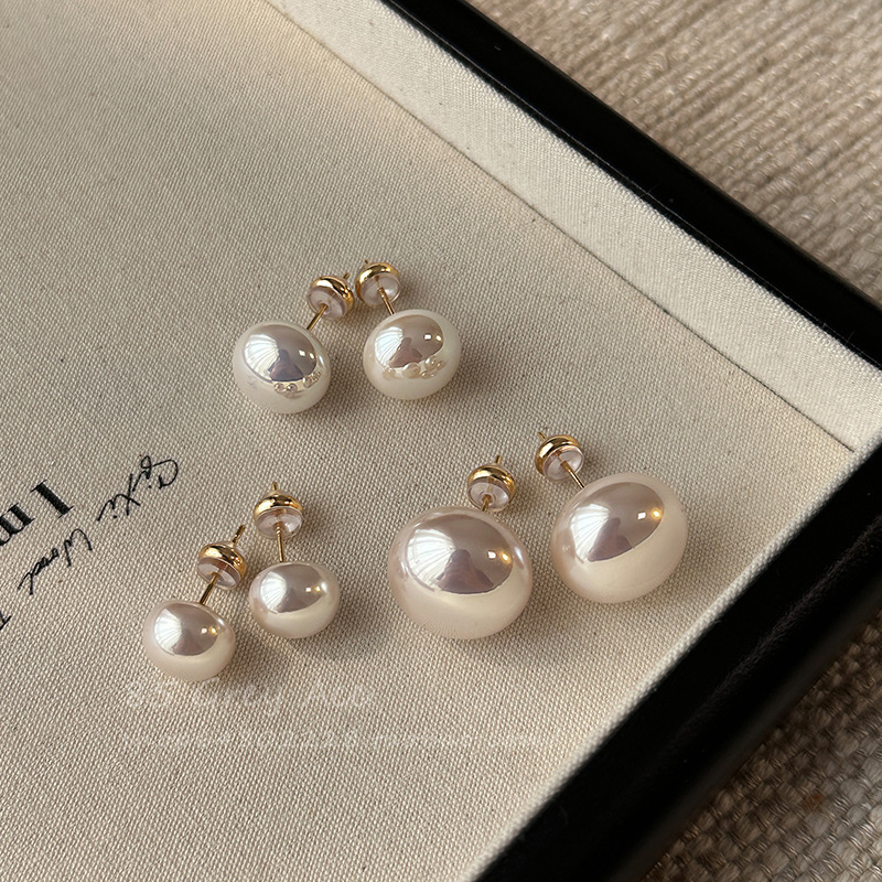 Shijia Steamed Bun Powder Light Milk White Pearl Earrings Accessible Luxury High-End S925 Silver Needle Cold Style Pearl Earrings Wholesale