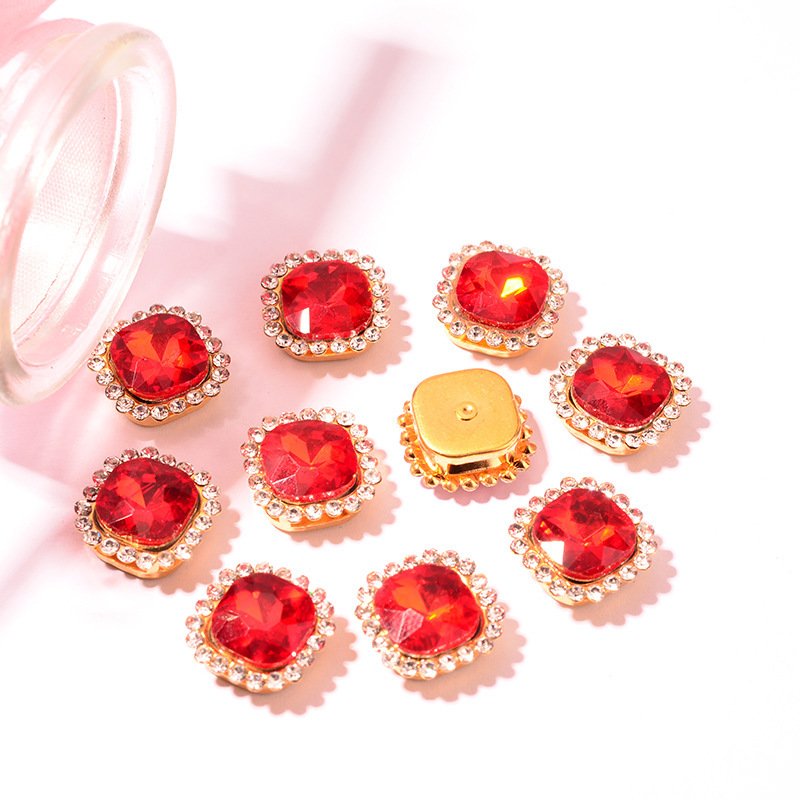 DIY Headband Hairpin Hair Accessories Accessories Material Sunflower Double-Layer Glass Hand-Sewn Rhinestone Fat Square