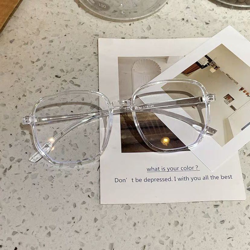 New polygon anti-blue light fatigue glasses women's Korean-style fashionable plain-looking Internet celebrity lens frame plain glasses