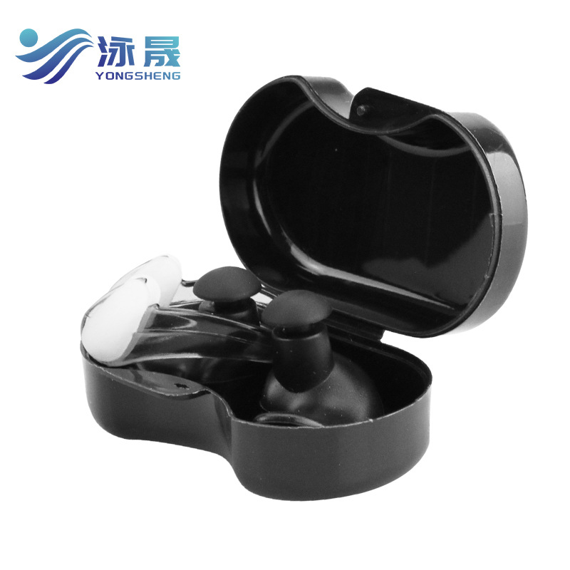 Silicone swimming spiral earplugs waterproof anti-choke soft nose clip suit boxed in stock printable spiral earplugs