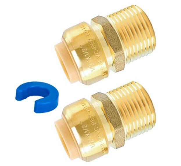 2-Pack Male Adapter 1/2 Inch by 1/2 Straight Connector Push-In