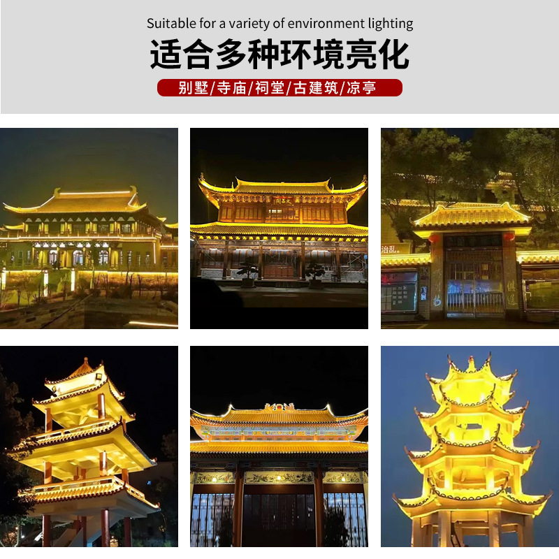 led corrugated lamp 3W6W9W outdoor waterproof engineering lighting ancient building tile lamp roof ancient building Pavilion