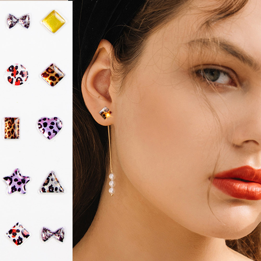 2022 new ins earrings beauty makeup tool DIY personality eyebrow stickers cartoon stereo imitation diamond 3D earrings