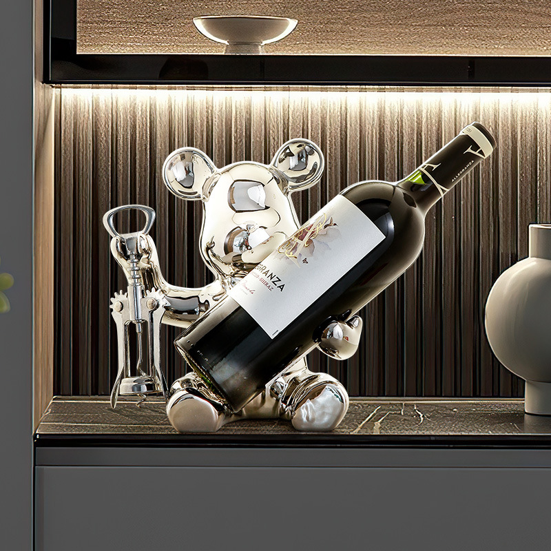 High-End Luxury Bear-Shaped Wine Cabinet with a Simple and Elegant Design for the Living Room, Featuring a Light Luxury Style