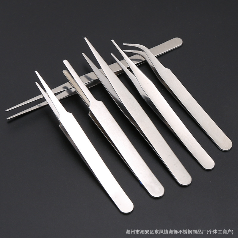 Stainless Steel Tweezers Macaron Straight Head Elbow Hand Account Tweezers Pointed Color Nail Art Fake Eyelash Curler Grafting Eyelash