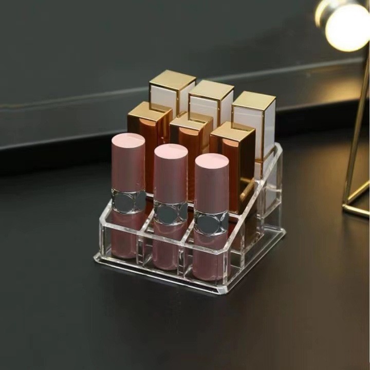 прозрачная коробка для хранения с 9 ячейками для губной помады и блеска