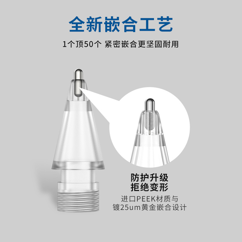 Transparent lengthened needle tip Apple replacement pen tip is suitable for applepencil first/second/third generation transformation