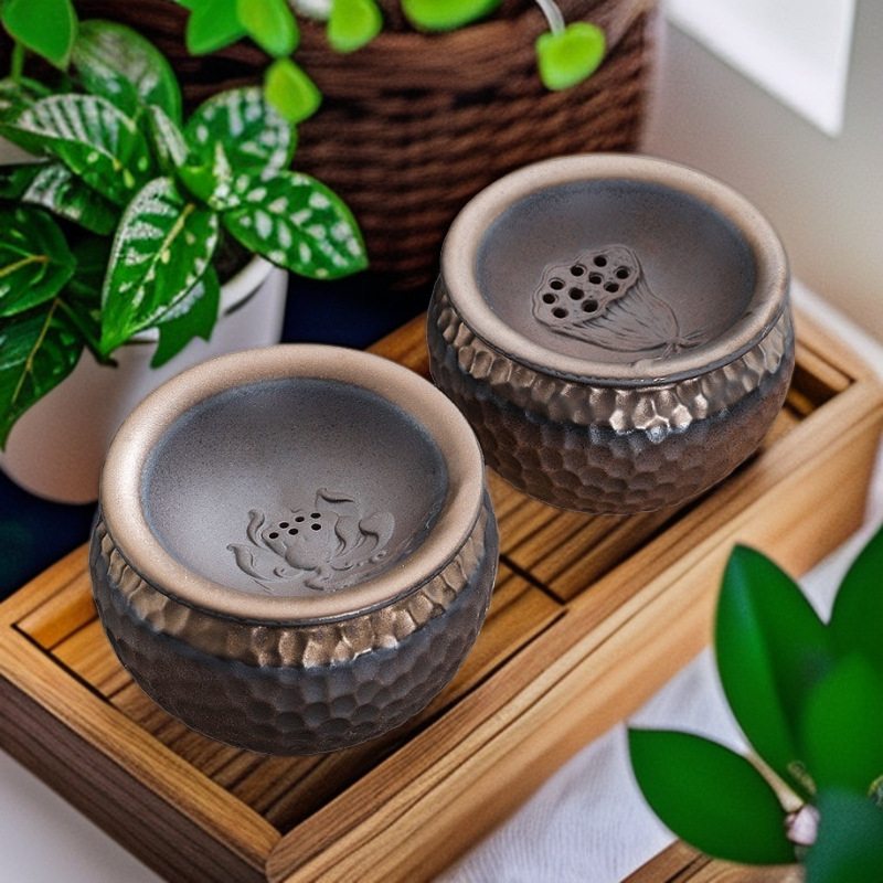 Грубая керамическая лотосовая крыша Цзяньшуй японского стиля с золотым покрытием, ржавчина, контейнер для чайных отходов, ведро для мытья чашек, аксессуары для чайной церемонии