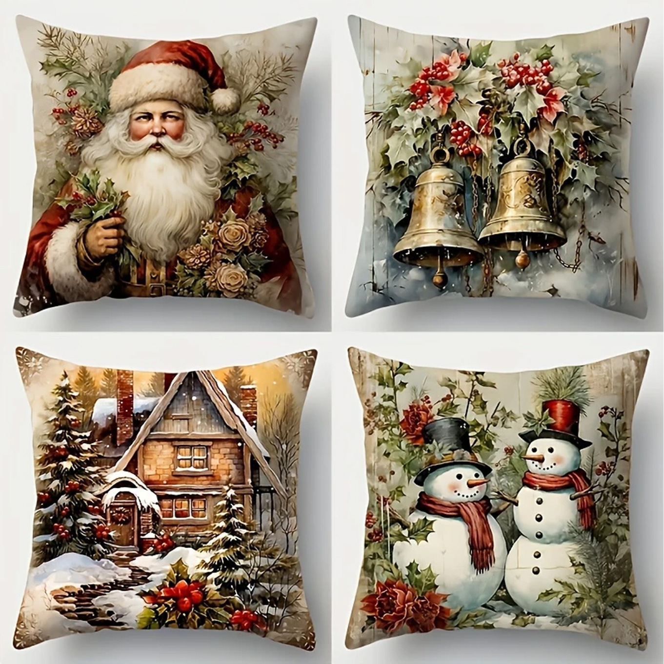Temu Amazon’S Most Popular 4 Models with Christmas Patterns Santa Claus, Snowman, Deer Single-Sided Printing