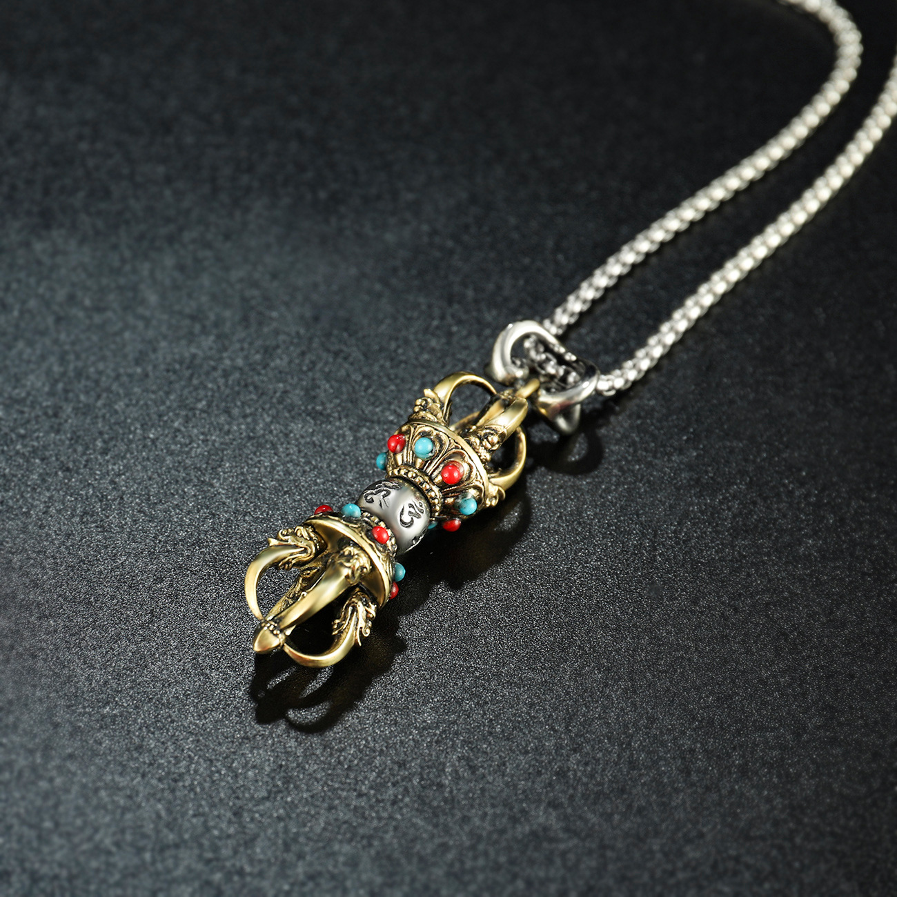 Brass Five-strand Magic Pestle Diamond Pestle Pendant for Men and Women Personality Couple Portable Rotatable Pendant Safety Accessories Pendant