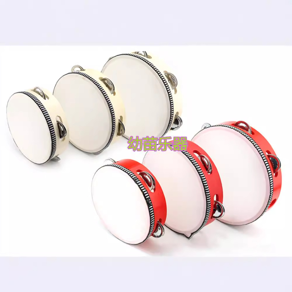 Orff Percussion Instrument Tambourine School Kindergarten Dance Props 467810inch White and Red Hand Drum