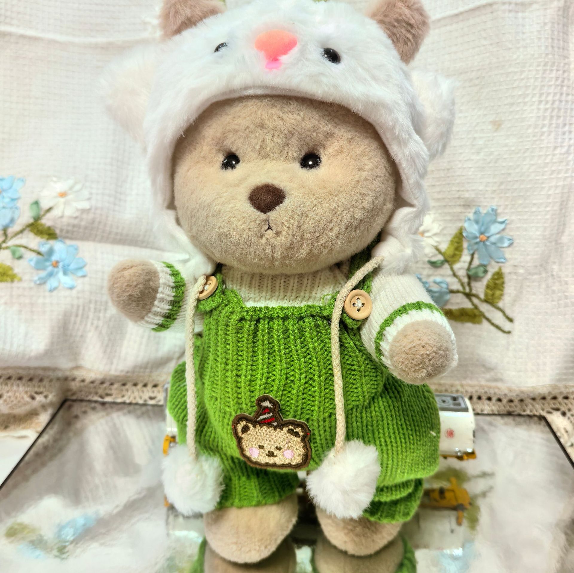 (Clothing only) 30CM Medium Lena Bear Costume Three Eyesque Lamb suit Dinosaur Jumpsuit Plush