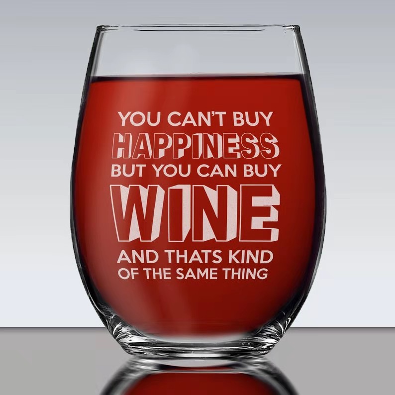 Spot supply creative logo foreign wine glass fruit juice drink glass stemless wine glass 15oz