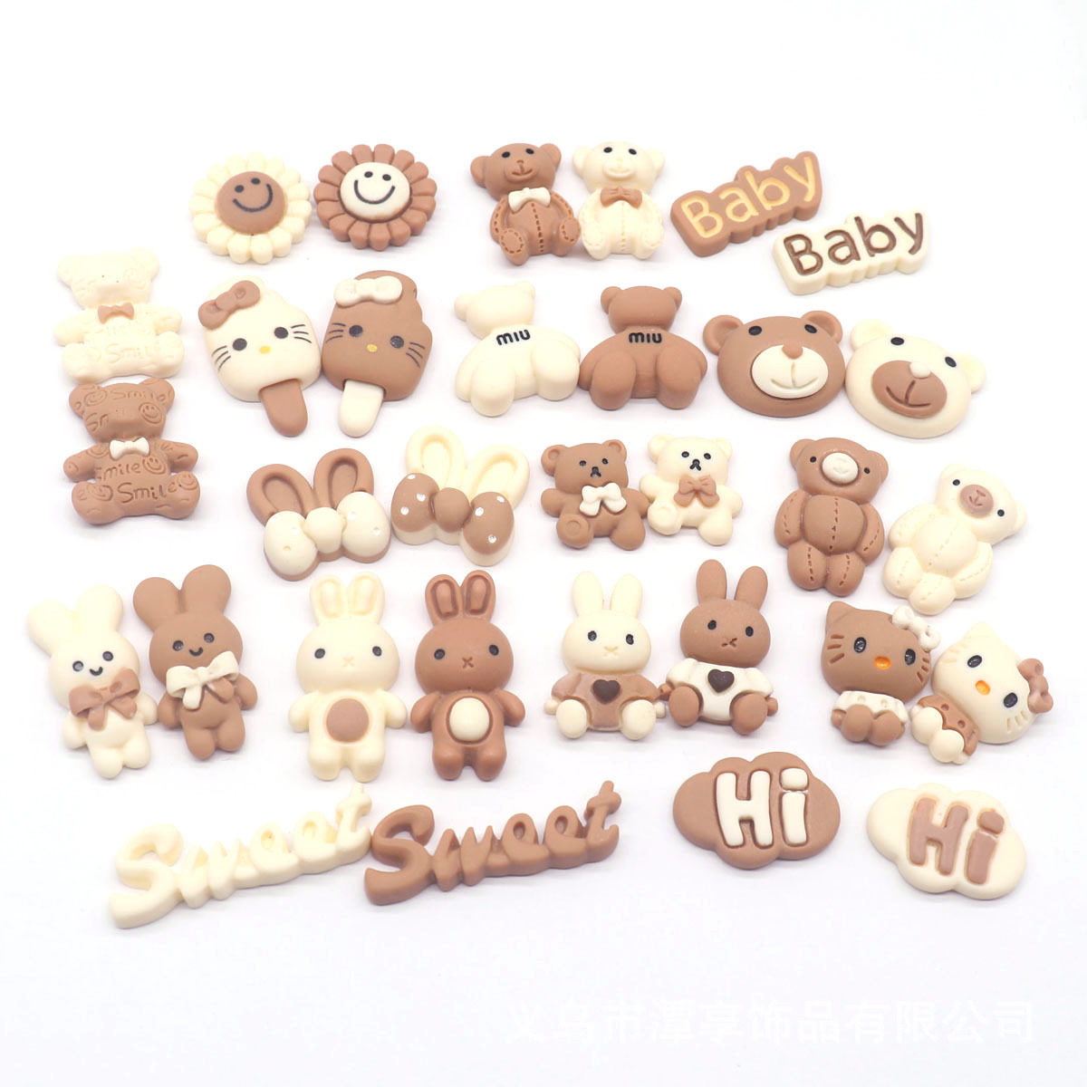 Резиночка для волос в цвете молочного чая с головой медведя улыбающегося лица цветочные смолы аксессуары DIY для одежды, чехлов для мобильных телефонов