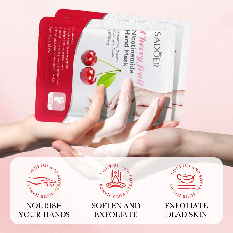 Full English hand mask SADOER cherry niacinamide exfoliating hand mask Handle moisturizing skin rejuvenation cross-border foreign trade
