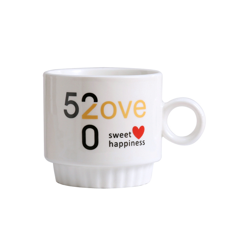 Creative mug advertising gift couple pair Cup cartoon coffee cup opening gift ceramic cup printed logo