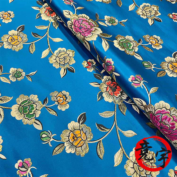 150 door width gold thread rose brocade Chinese style clothing fabric Yunjin fabric cheongsam satin Tang suit cloth