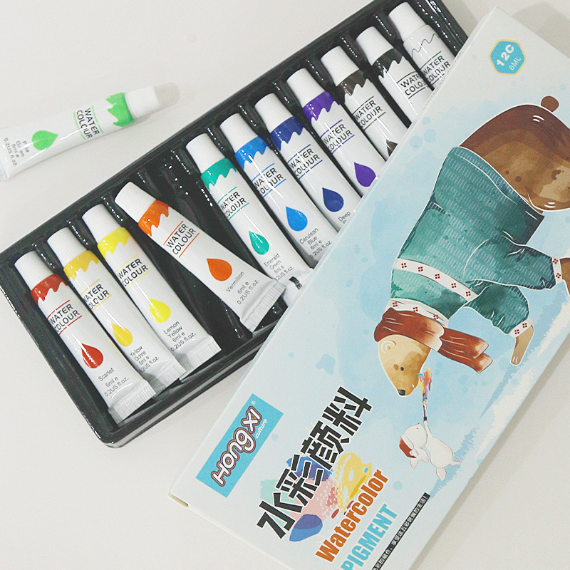 Watercolor Paint 12 Colors 24 Colors Set Gouache Paint 6ml Tube Washable Kidsren's Primary Painting Paint