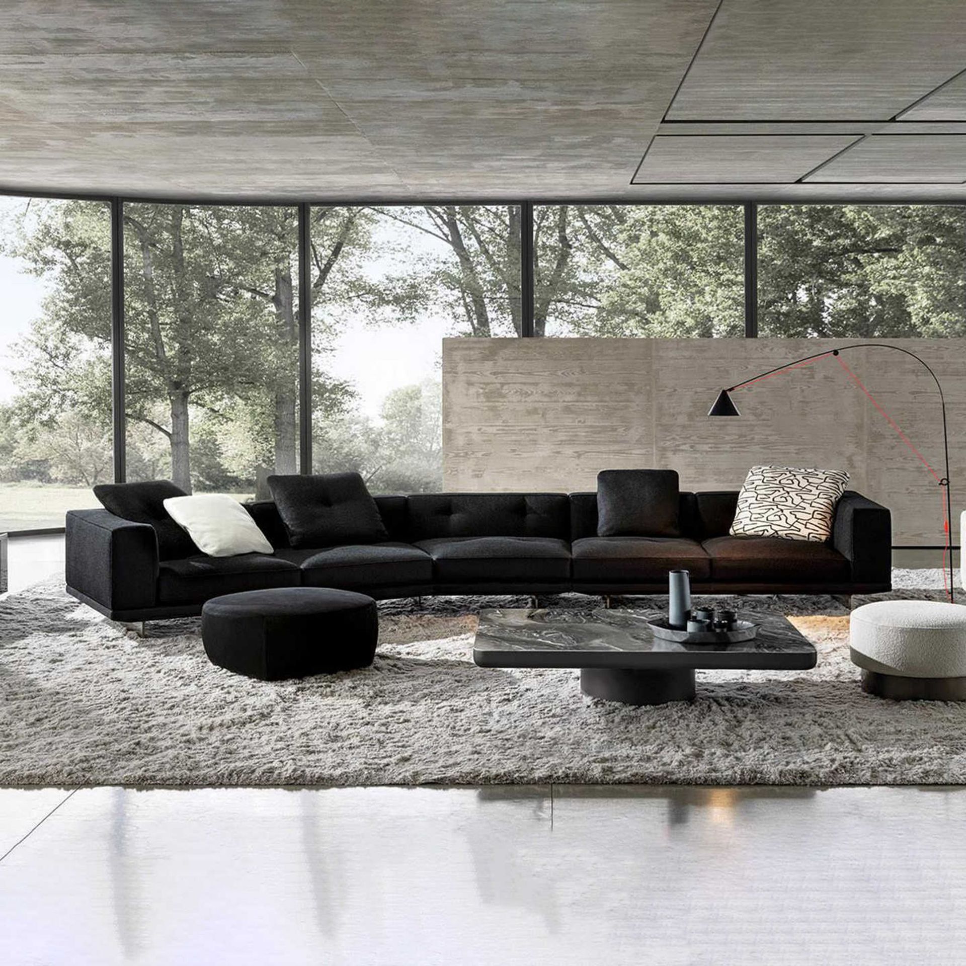 Диван Дилан, из кожи, итальянский стиль, для большого зала, угловой диван