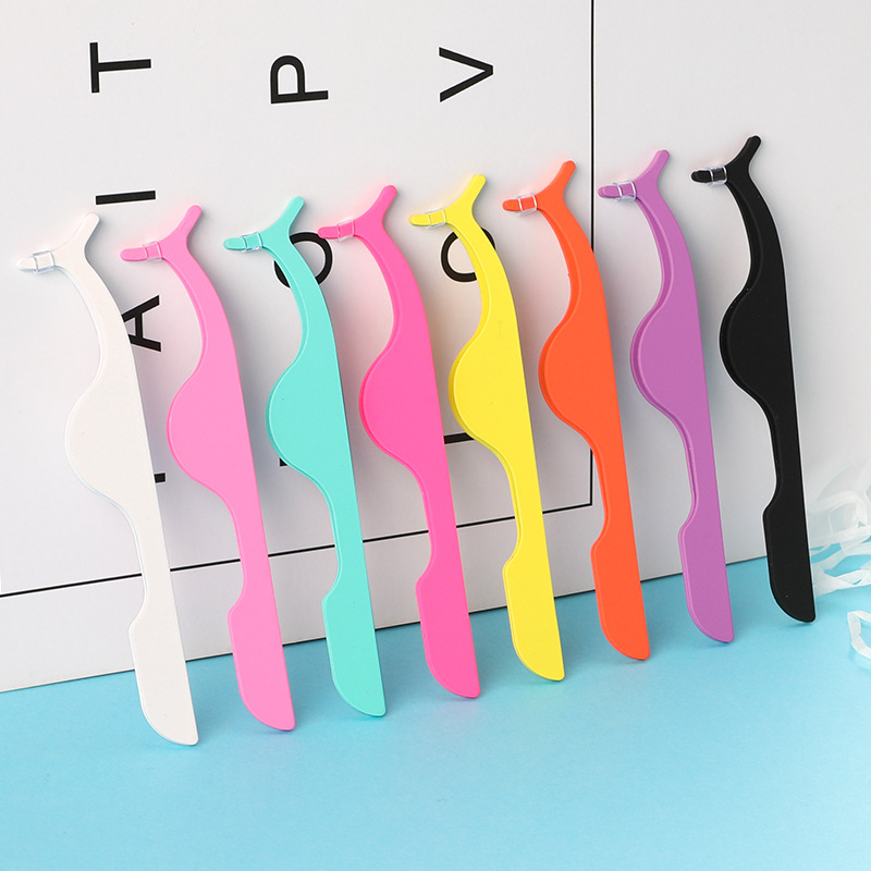 Оптовая продажа щипца для ресниц из углеродной стали, портативное устройство для накладных ресниц, многофункциональный пинцет для ресниц