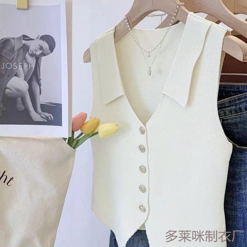 2024 Новый летний стиль маленький ароматный топ классический элегантный V-образный вырез безрукавный жилет из льняного шелка для ношения под одеждой