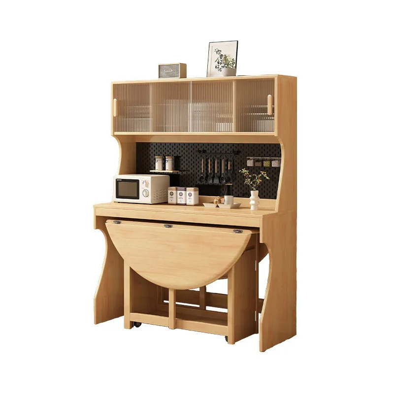 Modern Solid Wood Sideboard Dining Table Integrated Small Apartment Storage Cabinet Bar Storage Wall Extendable Folding Round Table
