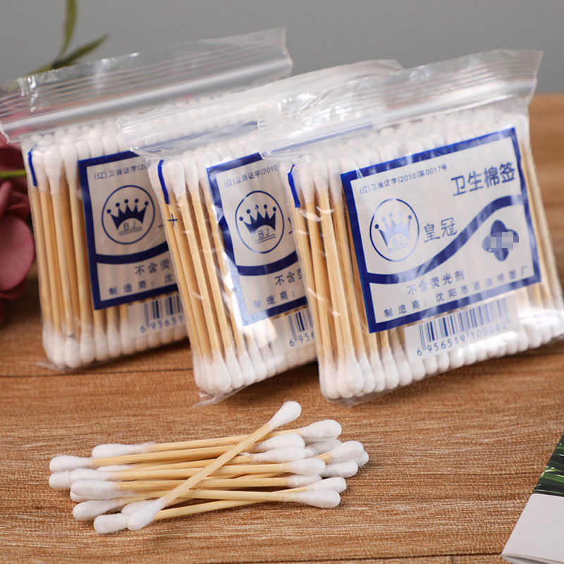 2400 Crown cotton swab double head ears makeup cotton stick wood semi-permanent embroidery home home bag wholesale