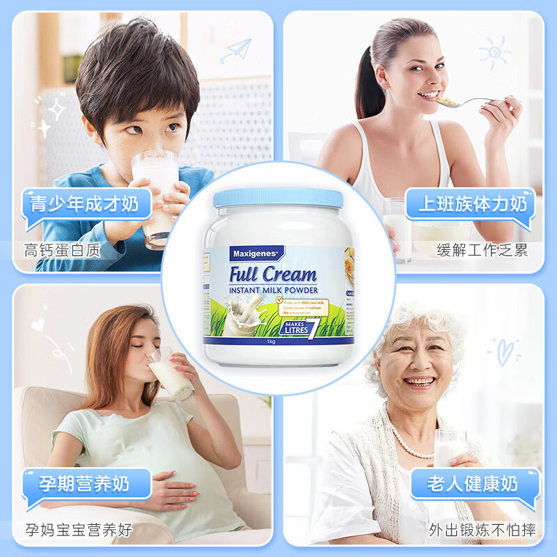 Australia meikezhuo Maxigenes whole fat milk powder high calcium middle-aged and elderly students pregnant women adult blue fat milk powder