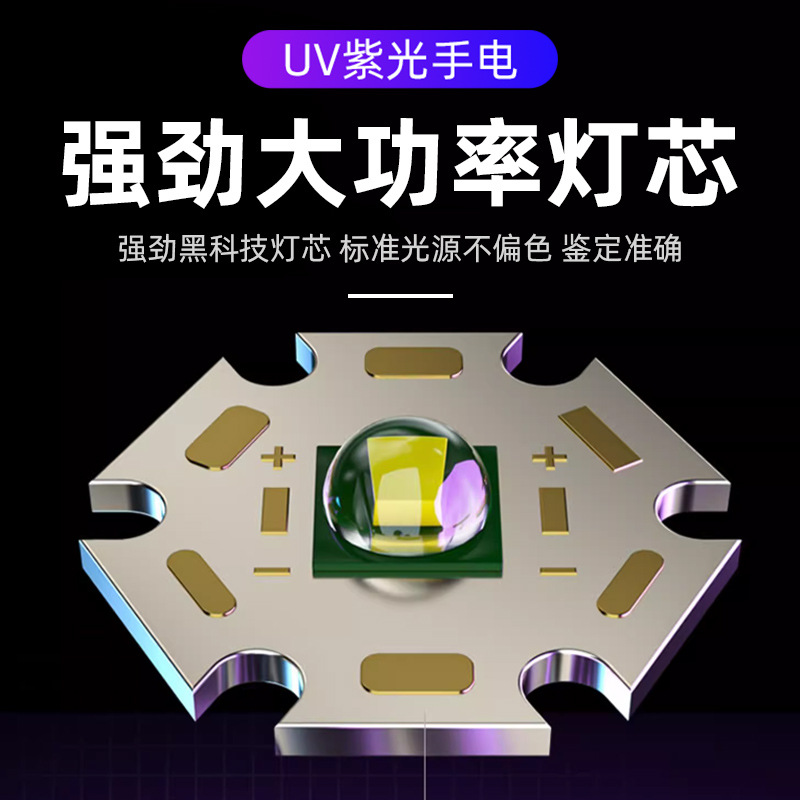 Multifunctional Portable Flashlight with Purple Light for Detecting Counterfeits, USB Rechargeable Antique Inspection Tool