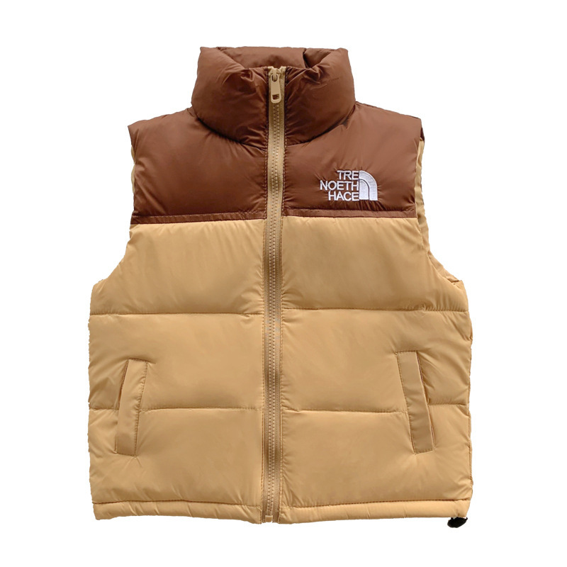 New Kidsren's down Cotton Vest for Boys and Girls Stand-Up Collar Splicing Kidsren's Clothing down Vest Vest Outer Wear Douyin Live Broadcast