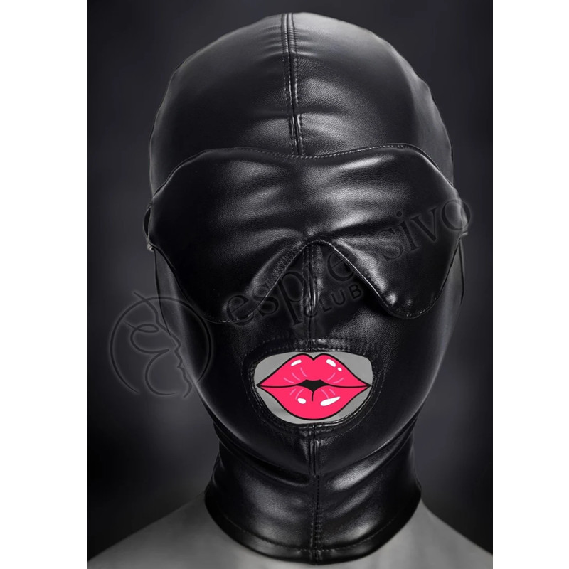 Черный комплект маски для головы и глаз из мягкого ПУ, регулируемая кожаная маска на шнуровке для косплея