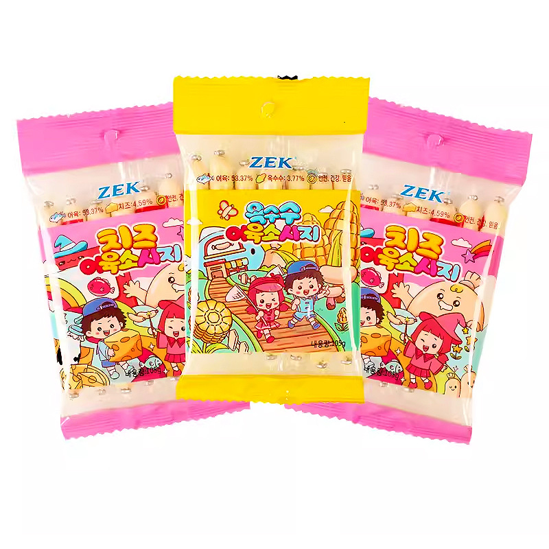 ZEK Cheese Cod Sausage 7 Packs South Korea Imported Snack Children's Breakfast Food Corn Cod Sausage 105g