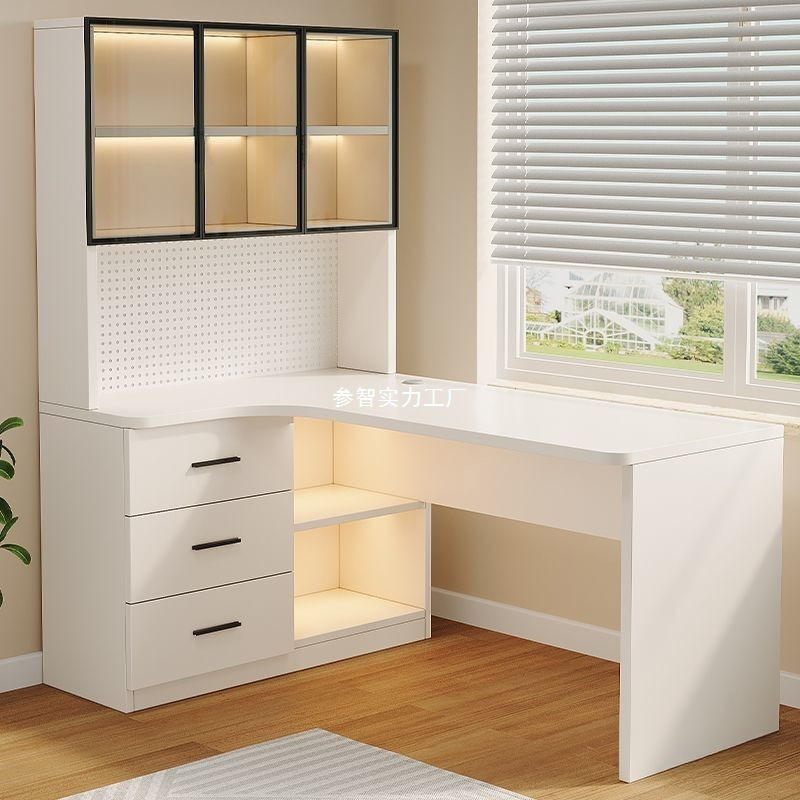 Corner Desk Hole Board Home Desk Bookshelf Study Integrated Simple Light Luxury Study Table Complete Computer Table