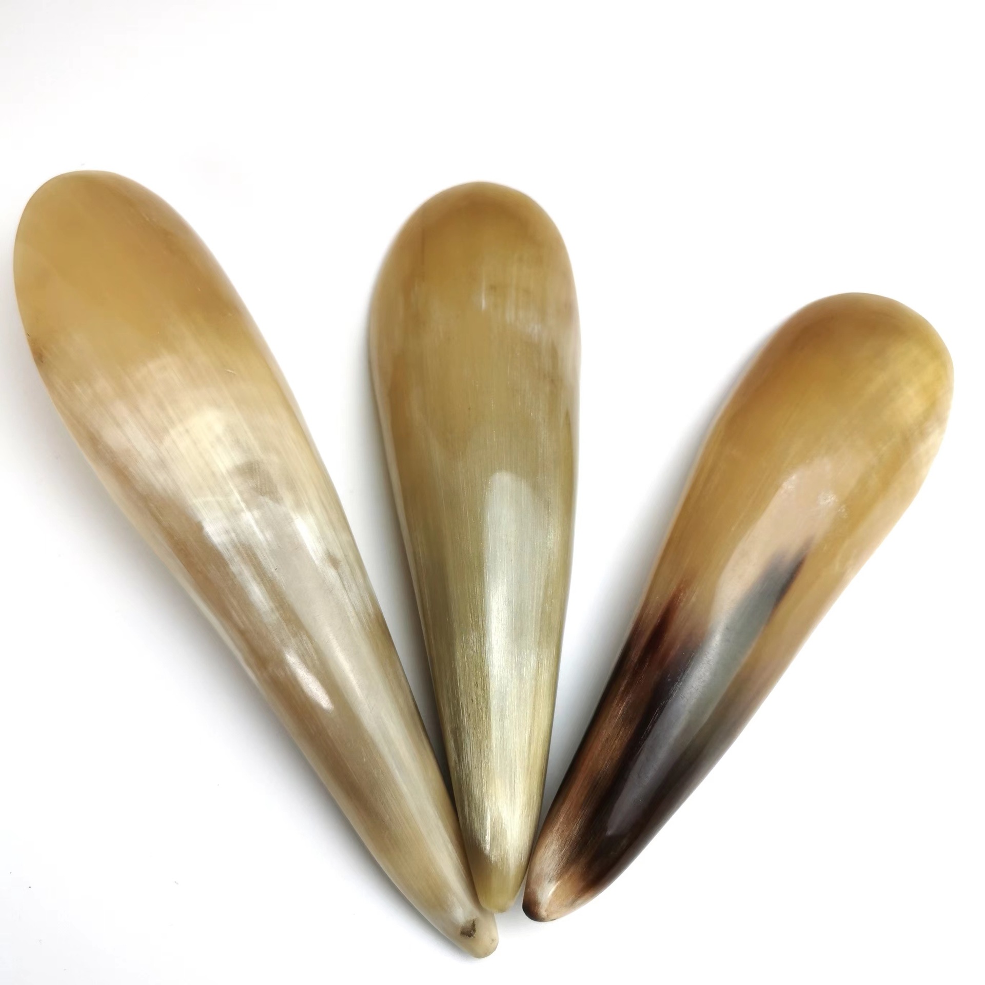 Natural Horn Scraping Tube Large Tea Spoon Back Whole Body Universal Acupoint Beauty Massager Horn Tip Tea Peony