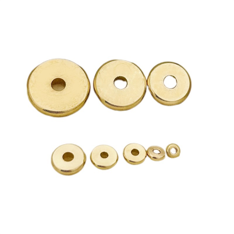 Brass spacer diy Wenwan bracelet flat glossy plain Abacus wheel loose beads gasket Xizang jewelry accessories material
