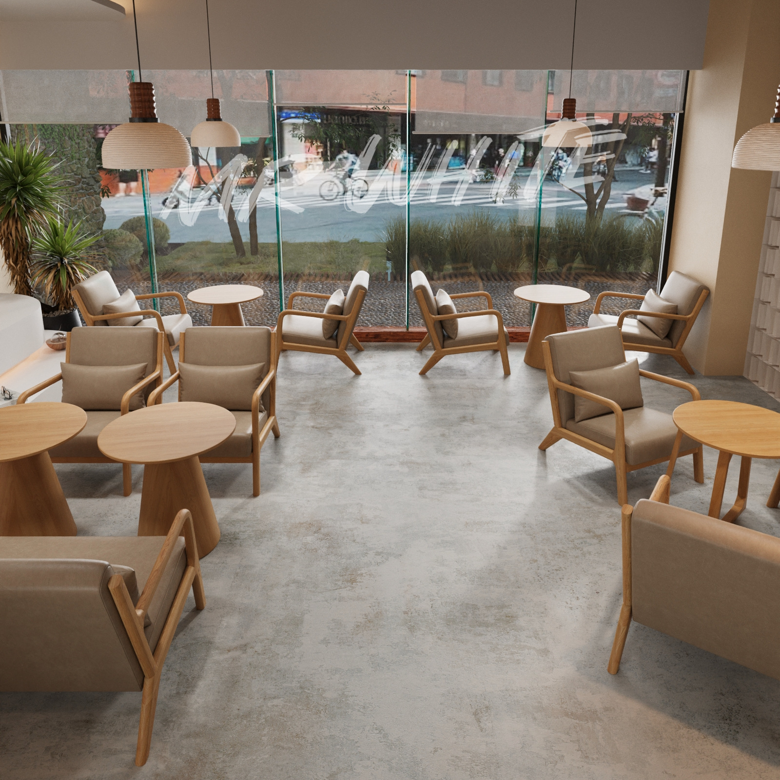 High-end elegant coffee shop sofa chair mushroom round table combination milk tea shop table and chair combination single sofa chair factory