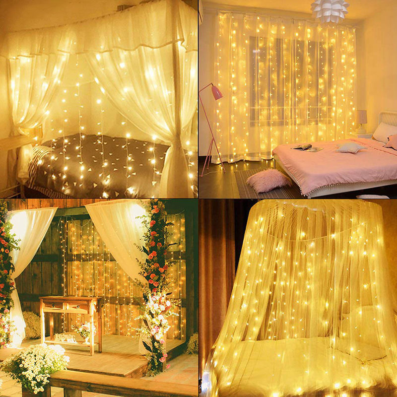 Internet red curtain colored lights battery remote control waterfall lights anchor background floating window atmosphere lights bedroom sky star lights