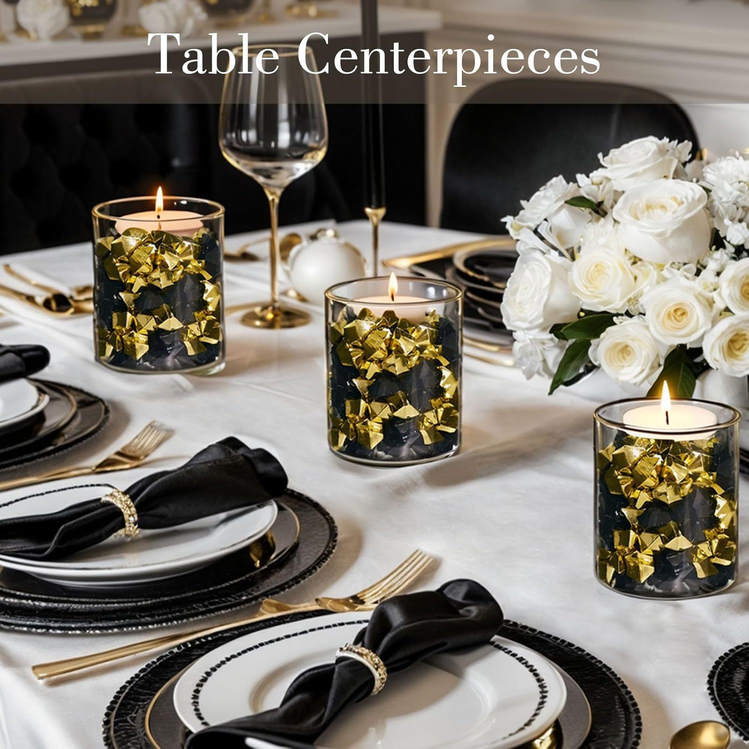 150 Pieces Fake Gold Ice, Acrylic Ice Fake Plastic Gold Block Rock Gem Marble Vase Filler Decoration