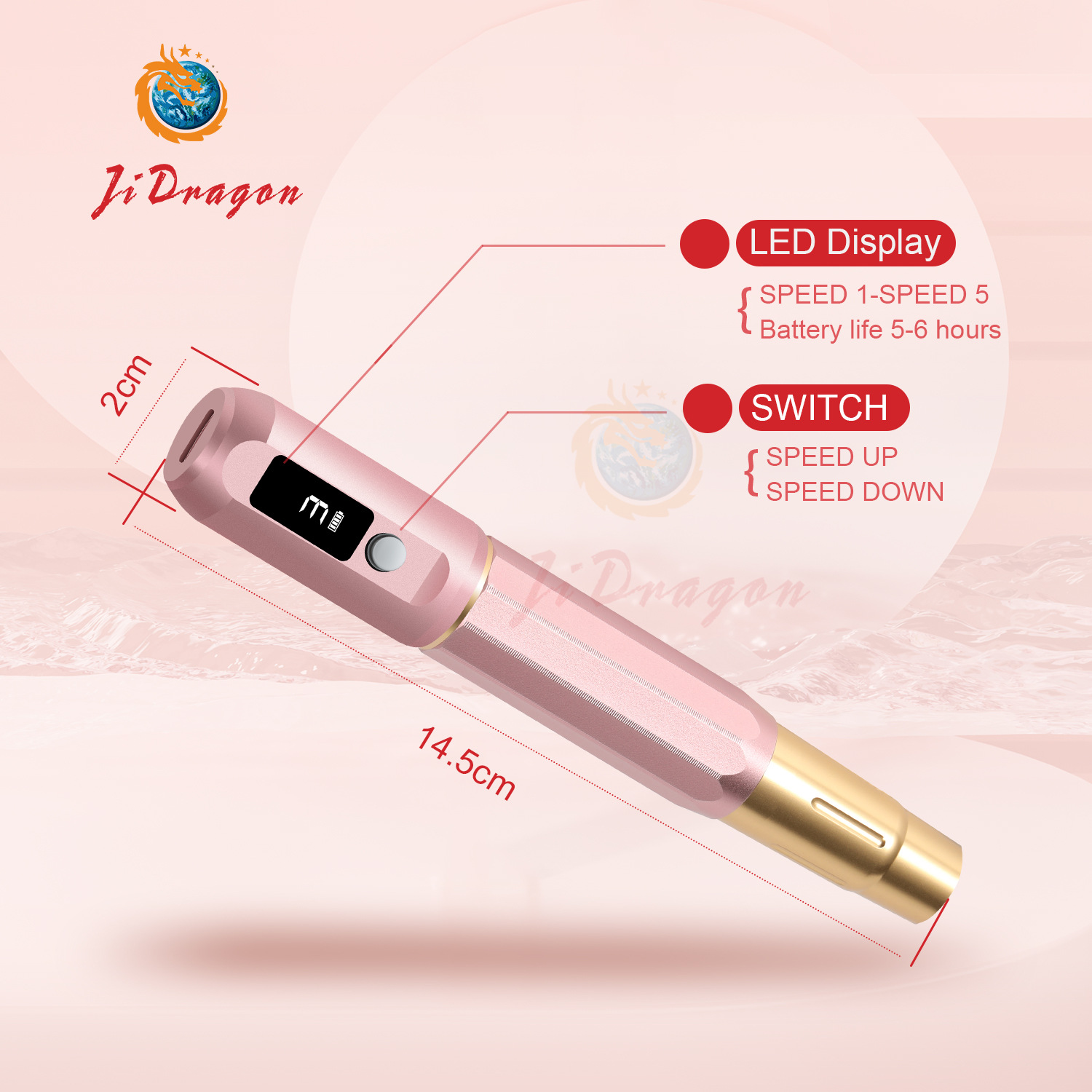 Ce Tattoo and Embroidery All-In-One Machine Pmu Tattoo Eyebrow Tattoo Battery Wireless Eyebrow Tattoo Machine with Interchangeable Heads Hollow Cup Motor Customizable Logo