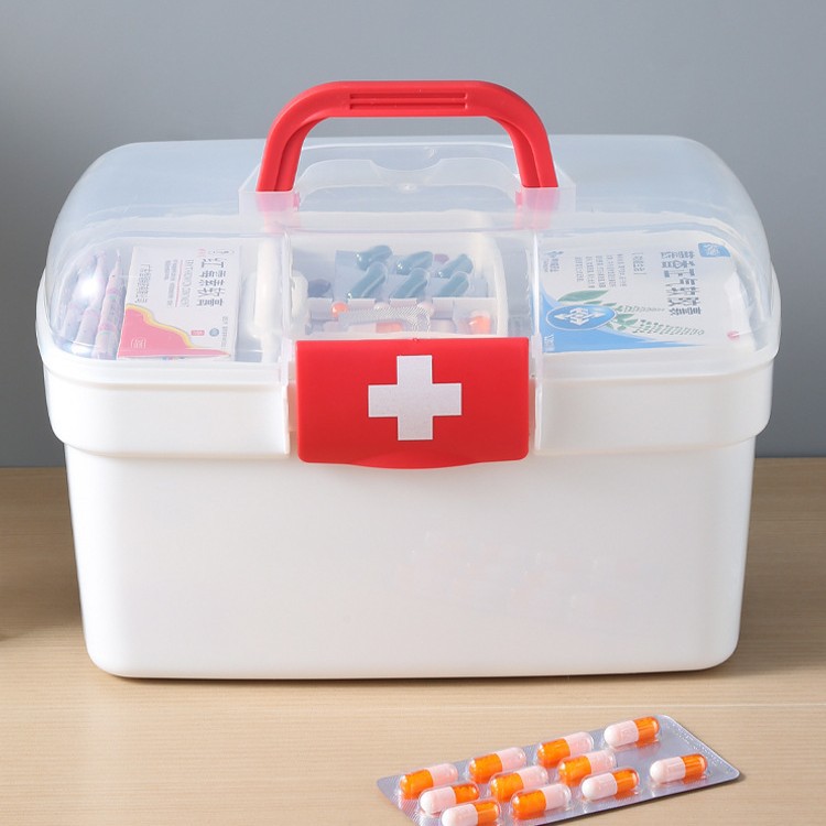 Медицинская Коробка Для Домашнего Использования Большой Вместимости Двухуровневая Экстренная Медицинская Помощь Общежитие Медицинская Маленькая Коробка Хранения Первая Помощь