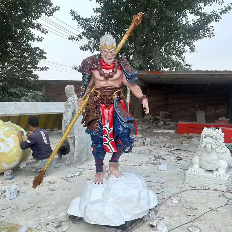 Fiberglass Sculpture Black Myth Wukong, the Great Sage, the Fighting Buddha, Large Outdoor Shopping Mall Decoration Ornaments