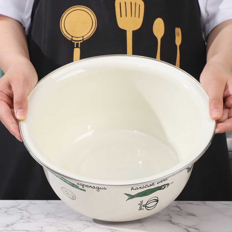 Enamel enamel kitchen household basin and basin egg washing basin enamel basin mixed vegetable basin wholesale innovative enamel