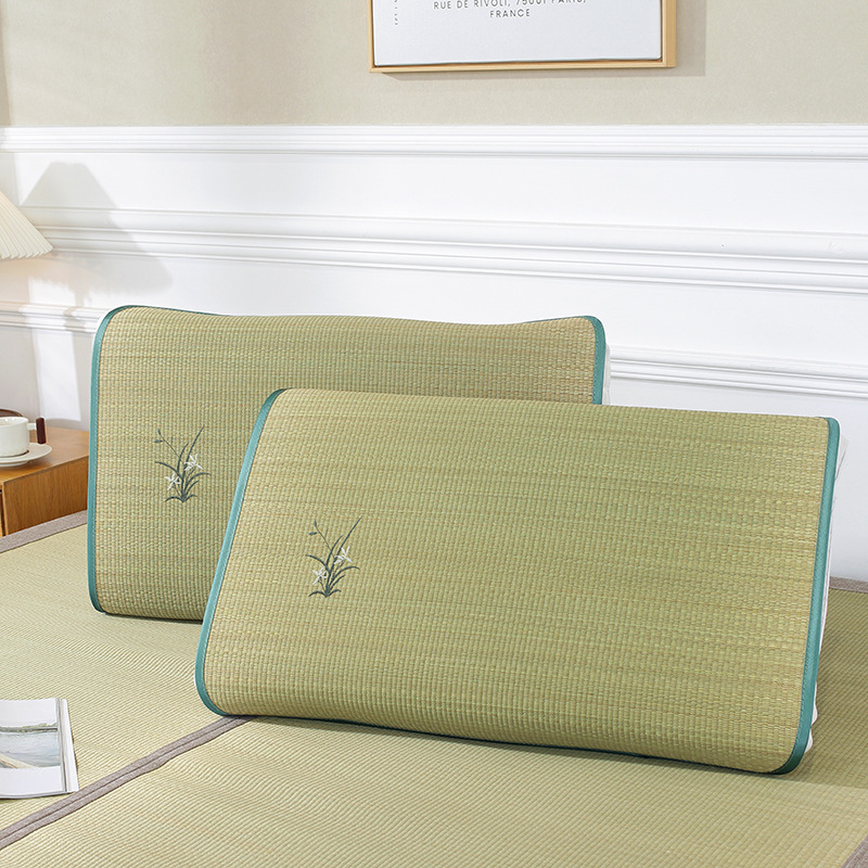 Summer Natural Grass Mat Pillow Slice Rush Mat Pillow Case Adult Bluegrass Pillow Mat Children Single Summer Pillow Mat
