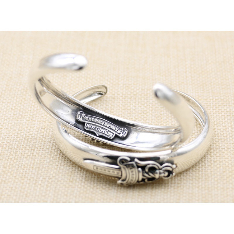 European and American S925 Sterling Silver Cross Bracelet Open Male Punk Trendy Street Fashion Accessories Sword Bracelet Female