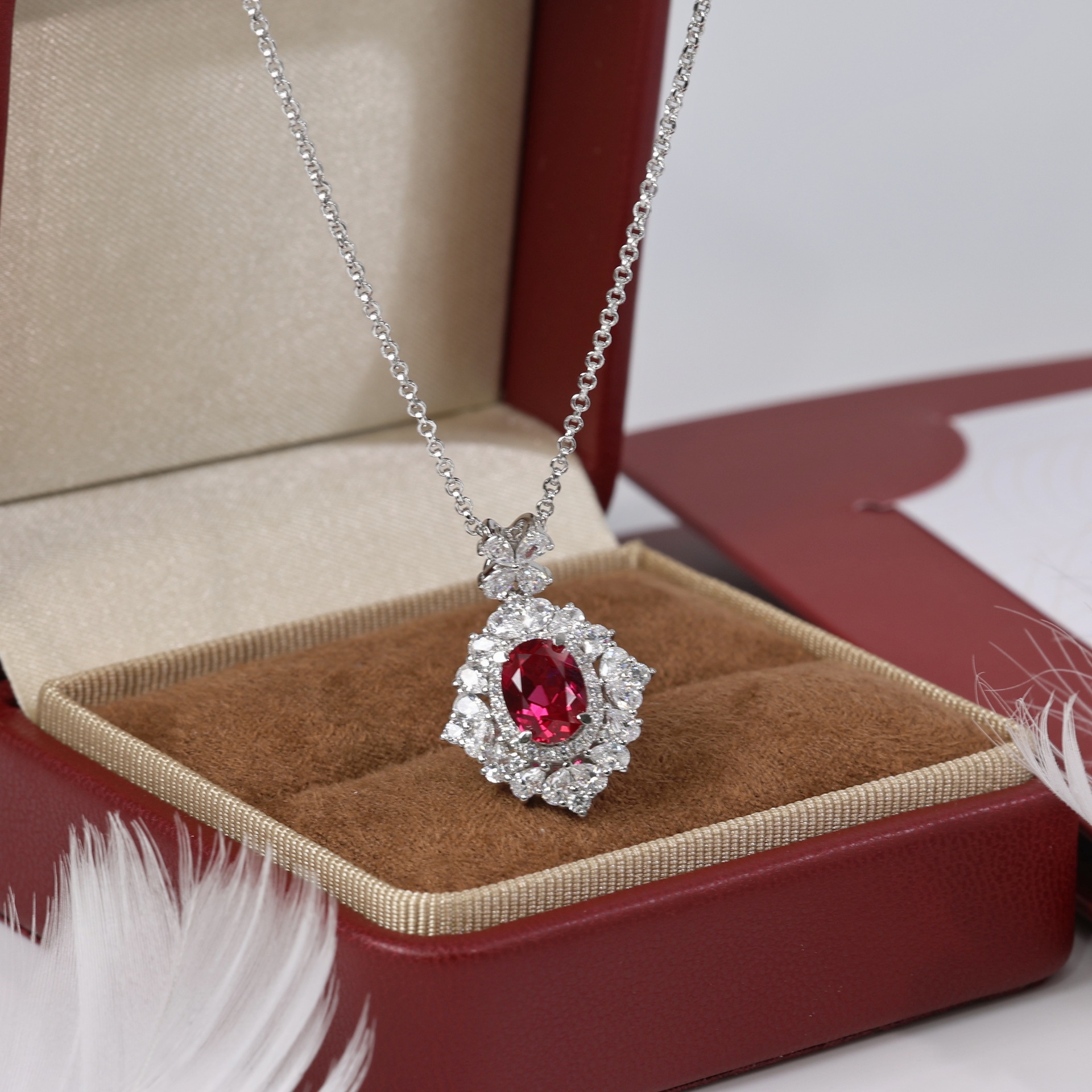 Подвеска из культивированного рубина 2 карата, ожерелье, серебро S925, элегантное высококачественное украшение из цветного камня