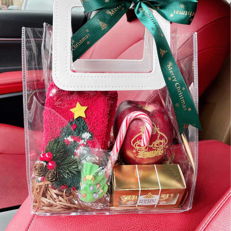 Pine needle mini Christmas tree accessories gift box decoration artificial flower Christmas decoration ornaments desktop red fruit ornaments ins